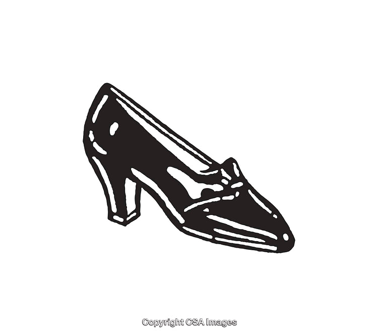 Elegant High Heel Shoe in Black and White Line Art Style