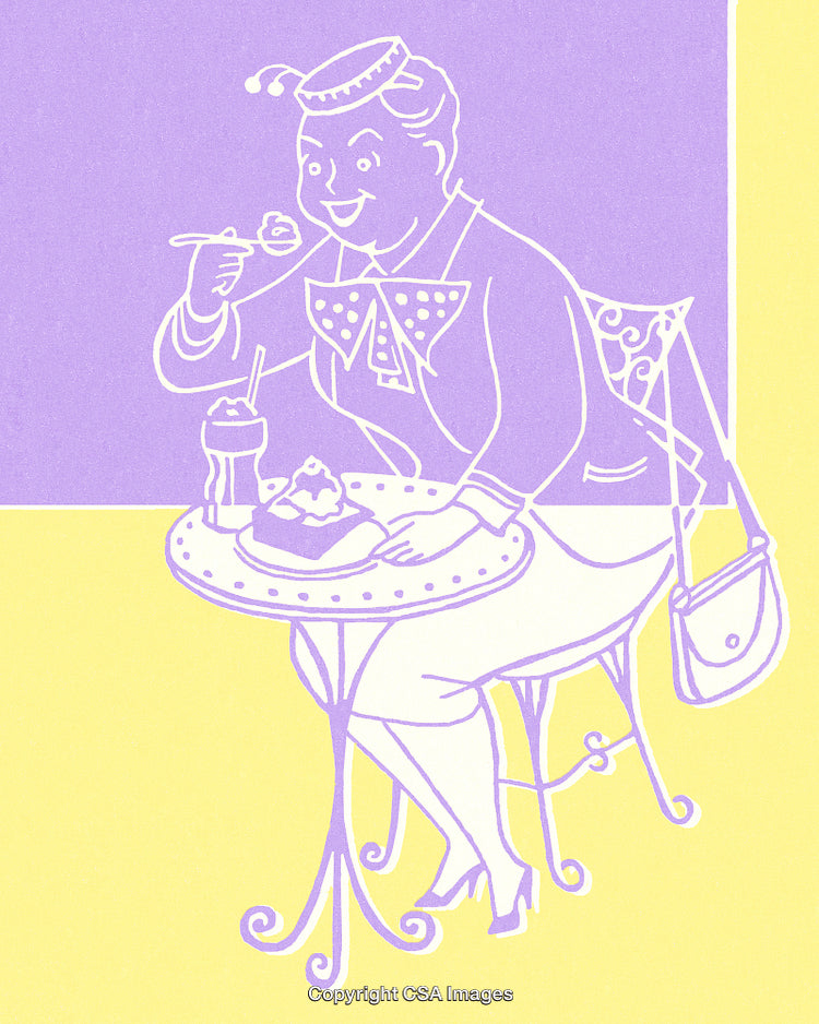 Elegant Lady Dining with Desserts at a Stylish Cafe