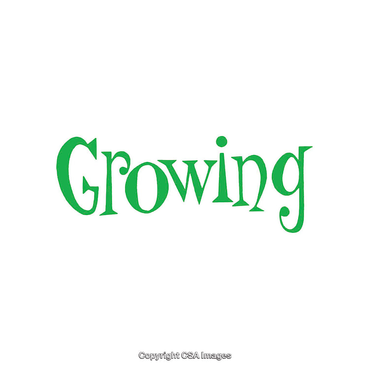 Green Text Depicting the Word Growing in Artistic Typeface