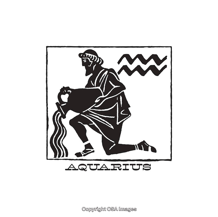 Vintage Aquarius Zodiac Illustration in Black and White Theme