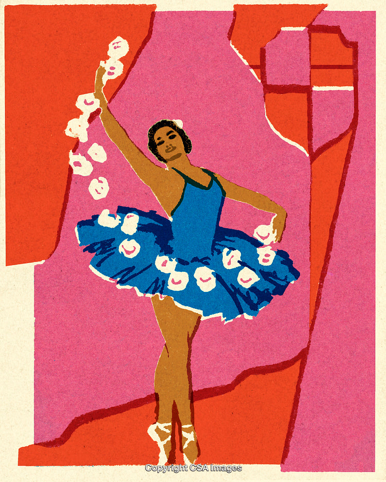 Graceful Ballerina Performing on Stage in Colorful Costume