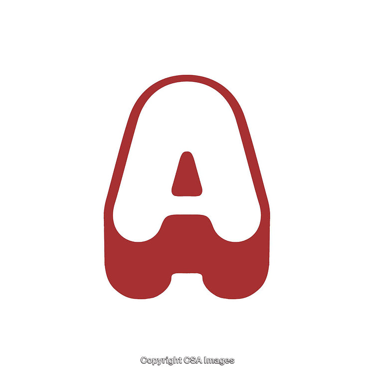 Abstract Bold Letter A in Red and White on White Background