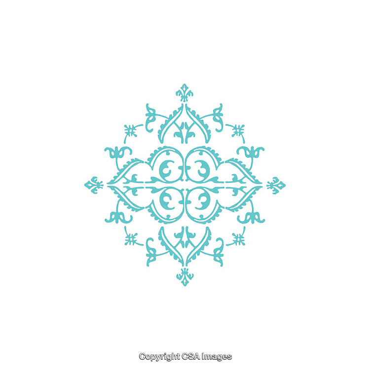 Elegant Turquoise Floral Ornamental Design on White Background