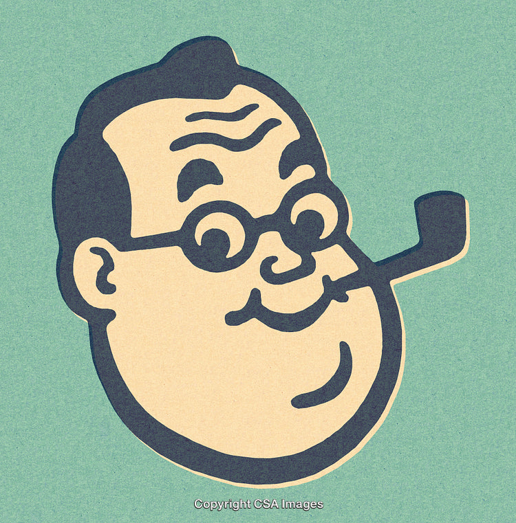 Retro Style Man with Glasses and Pipe Cartoon Illustration