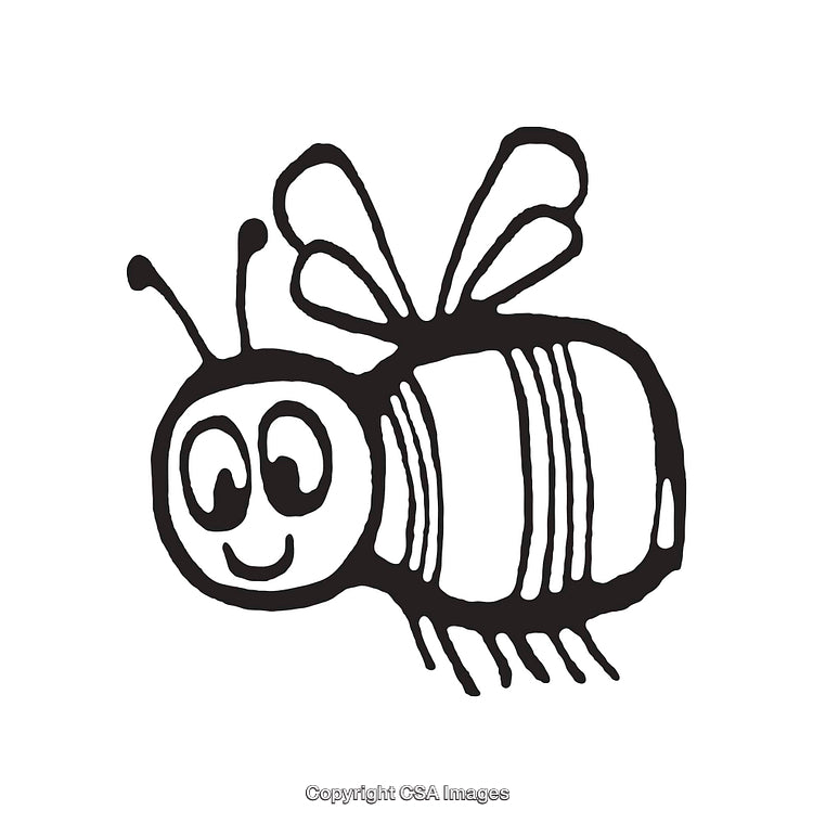 Hand-Drawn Minimalist Bee Illustration with Smiling Character