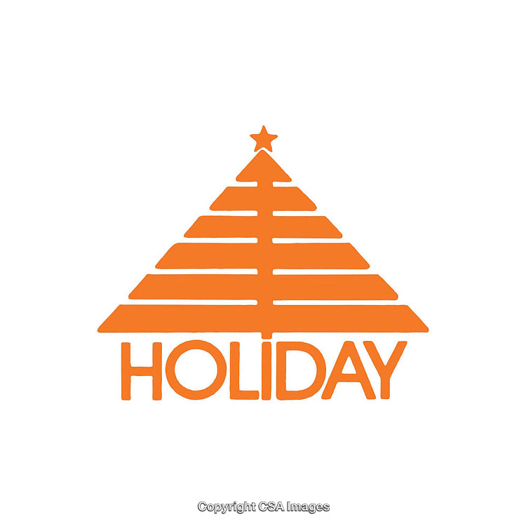 Orange Holiday Tree Symbol with Star in Simple Design