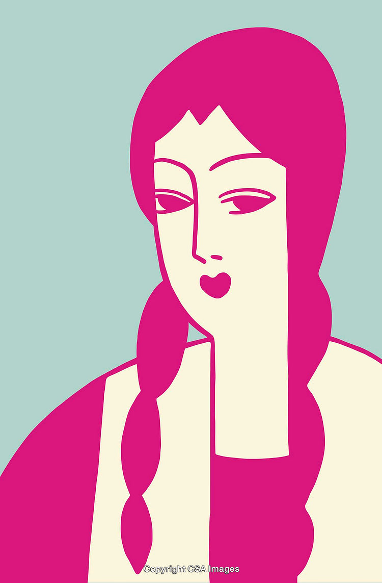 Contemporary Minimalist Illustration of a Woman in Bold Pink and Neutral Tones