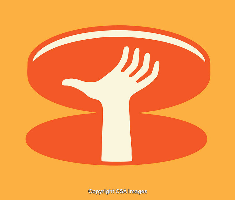 Abstract Illustration of a White Hand on Orange Background with Bold Design