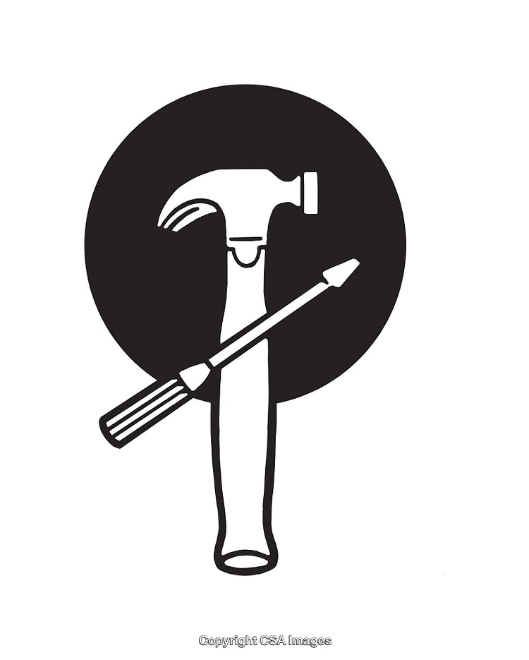 Black and White Line Art Depicting Tools with Minimalist Design