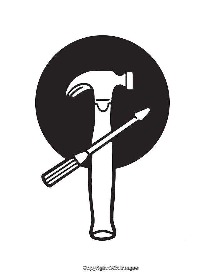 Black and White Line Art Depicting Tools with Minimalist Design