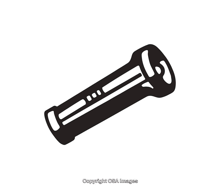 Black and White Line Art Illustration of a Flashlight