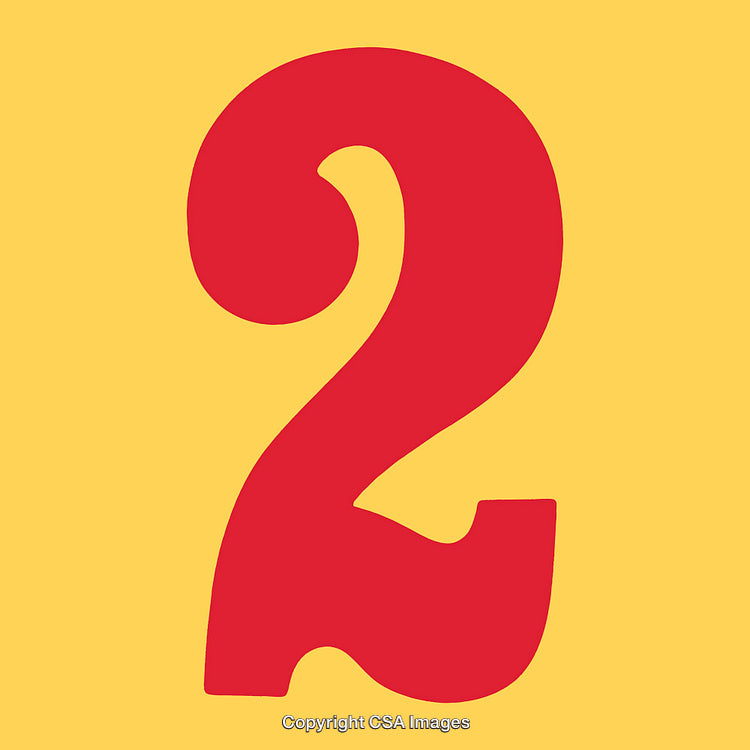Bold Red Number Two On Bright Yellow Background