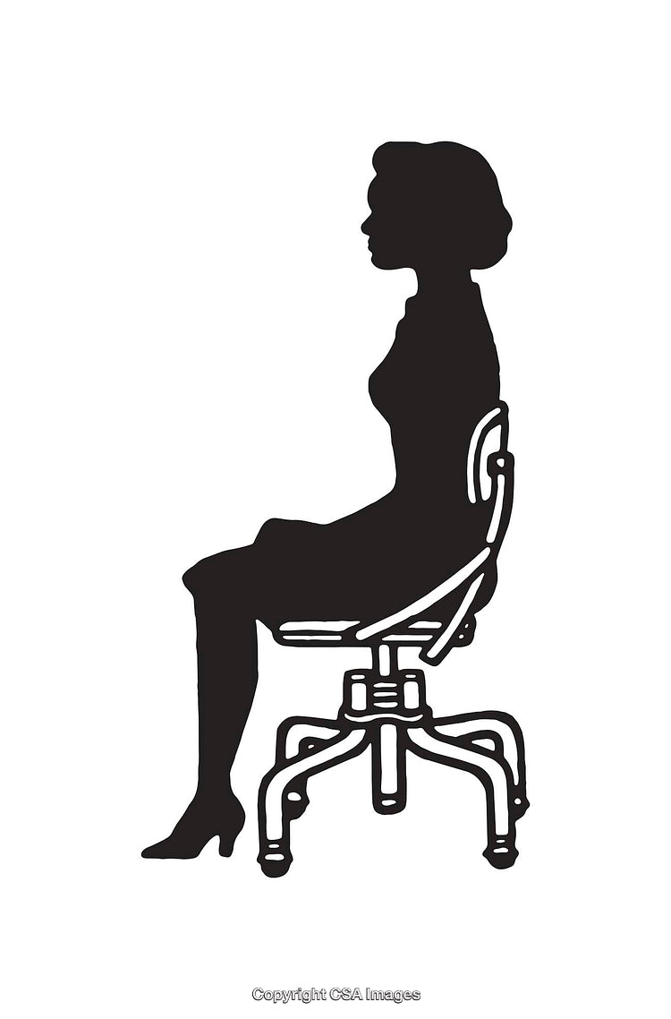 Minimalist Black and White Illustration of a Woman Sitting on a Chair