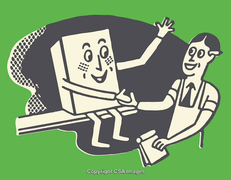 Colorful Line Art Depicting Creative Interaction Between Characters