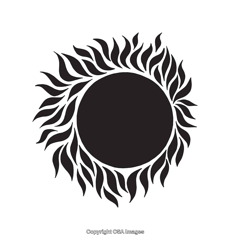 Abstract Sun-Inspired Black and White Line Art Illustration Design