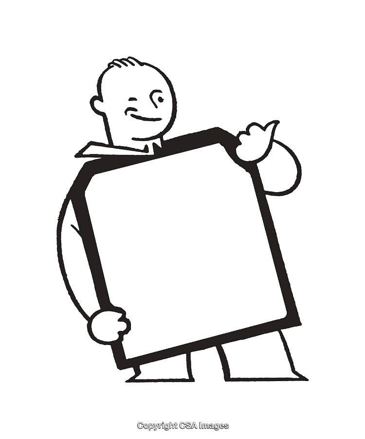Playful Character Holding Blank Sign With Expressive Winking Expression