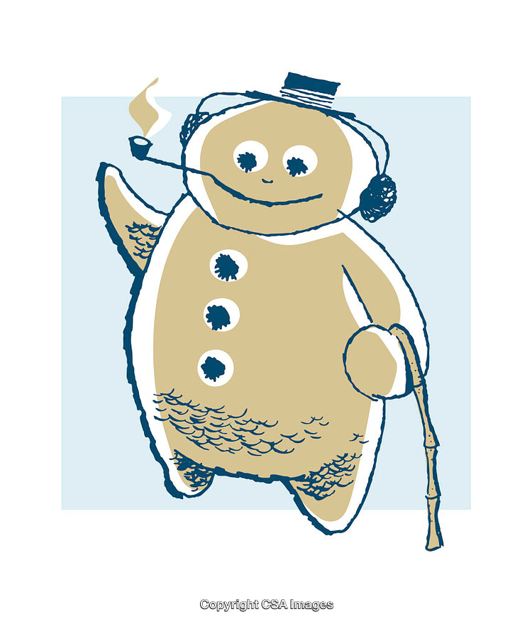 Vintage Style Illustration of a Cheerful Cartoon Character Smoking Pipe