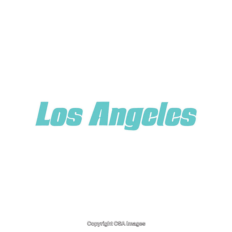 Minimalist Los Angeles Text in Stylish Teal Colored Font on White Background