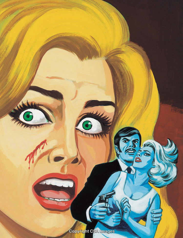 Dramatic Retro-Dynamic Illustration Depicting Suspense and High Emotion in a Turbulent Scene