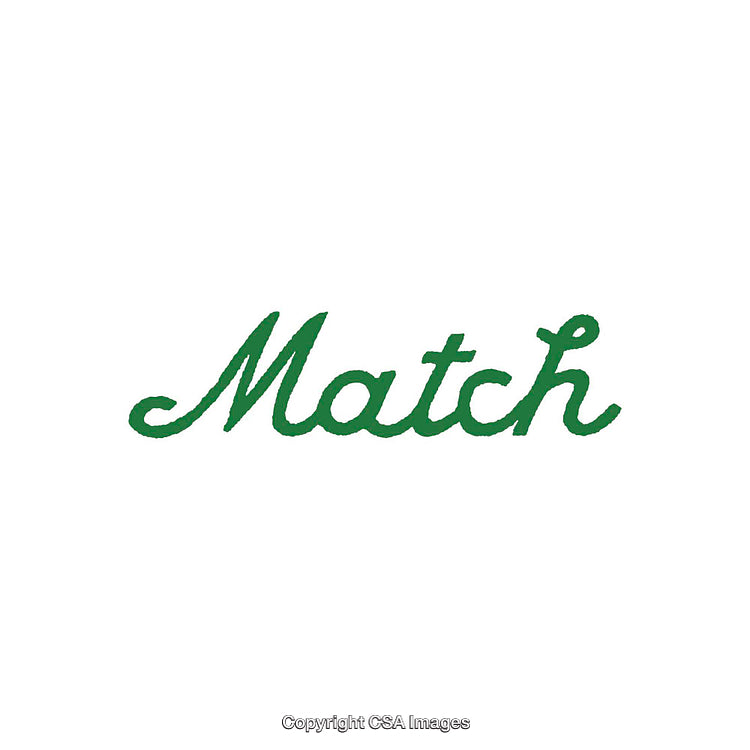 Green Handwritten 'Match' Text on White Background