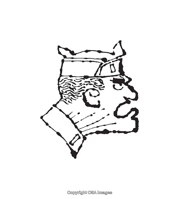 Black and White Line Art of a Man's Profile with Hat