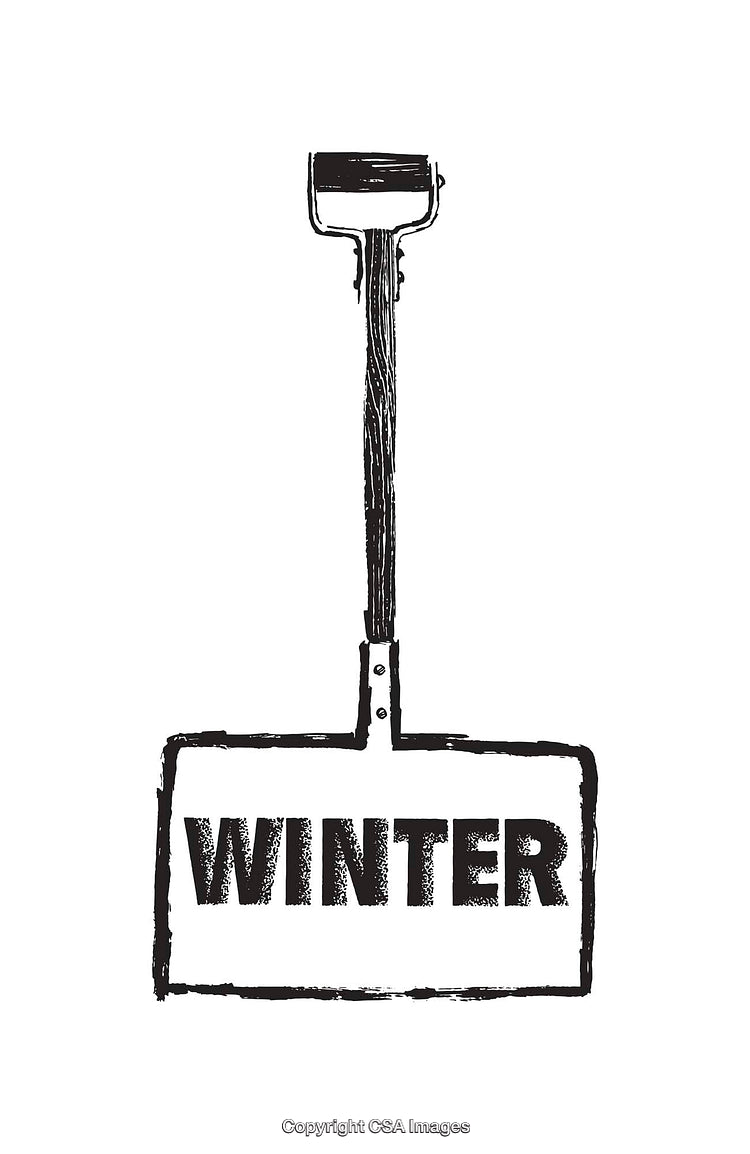 Hand-Drawn Black and White Winter Shovel Illustration Line Art Design