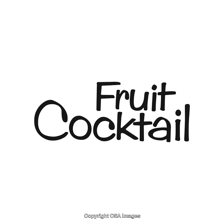 Stylish Black and White Calligraphy of the Phrase Fruit Cocktail