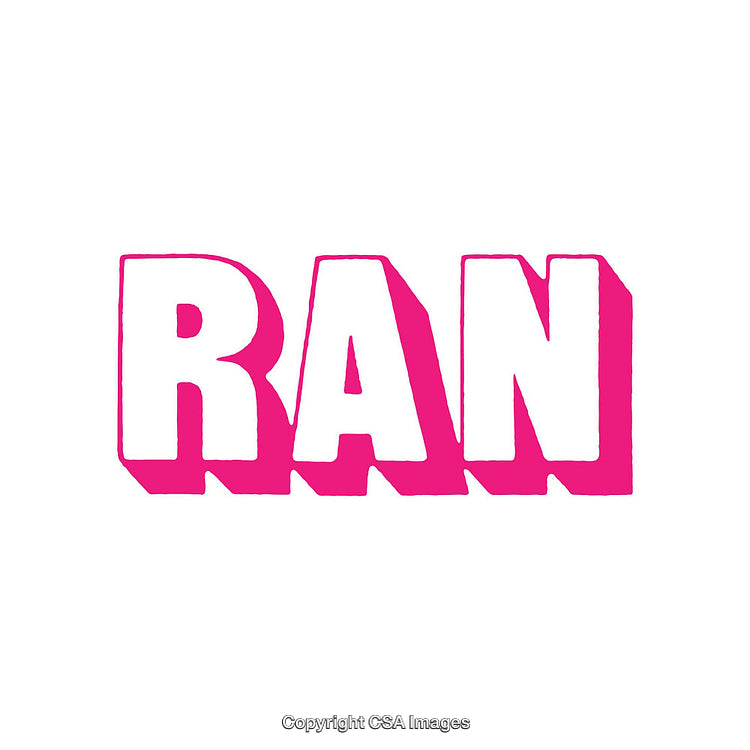 Bold Pink Typography on White Background Emphasizing the Word 'RAN'