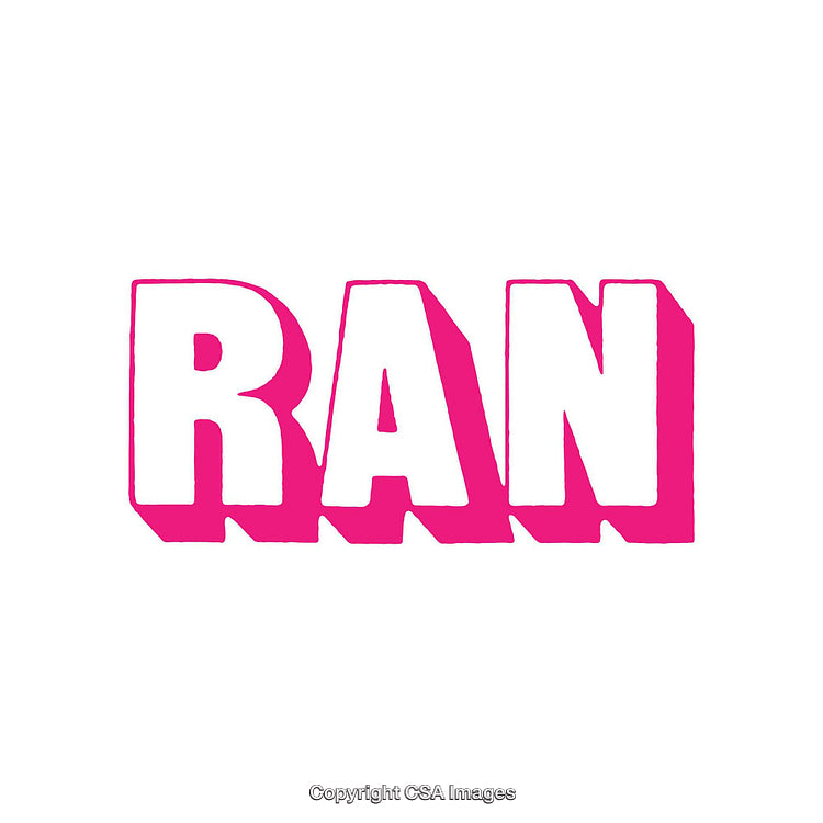 Bold Pink Typography on White Background Emphasizing the Word 'RAN'