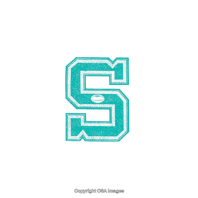 Bold Teal Letter S Graphic with a Sports Design Element