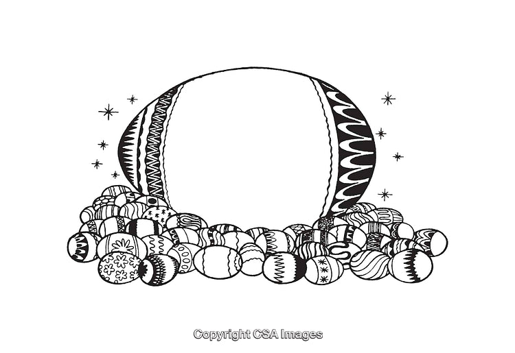 Black and White Line Art of a Moon with Decorative Ornaments