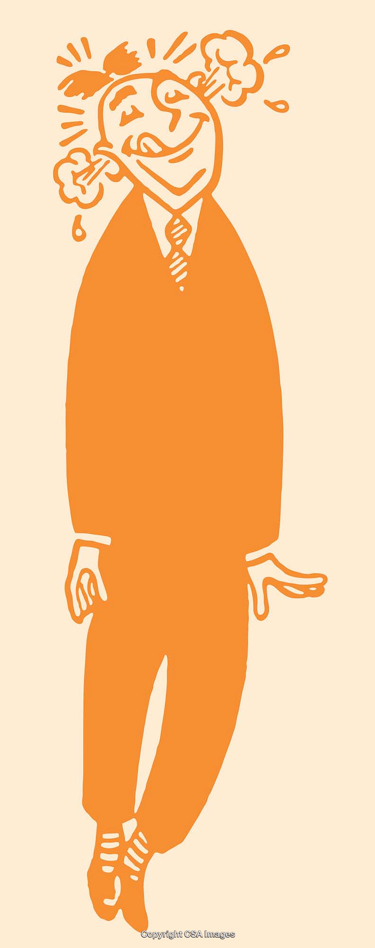 Cartoon Illustration of a Cheerful Man in Line Art Style