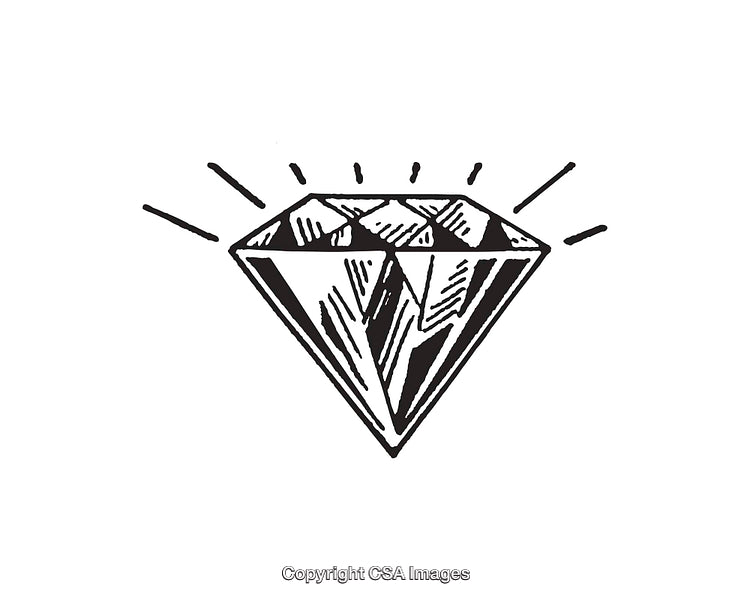 Hand-Drawn Vector Illustration of a Diamond with Radiant Lines