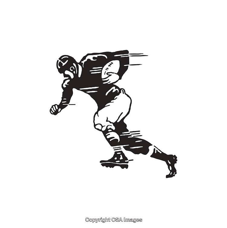 Dynamic Black and White Line Art of a Rugby Player Running
