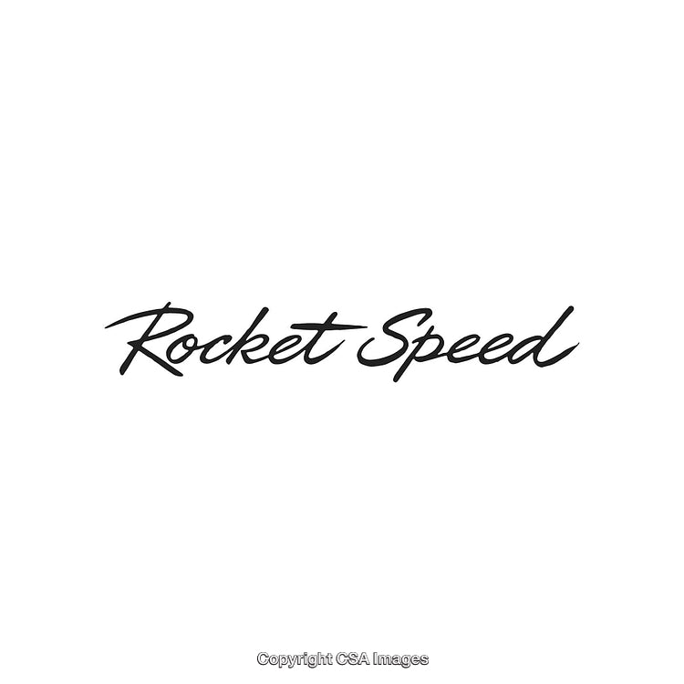 Italic Typography Design Featuring the Text 'Rocket Speed' on White Background