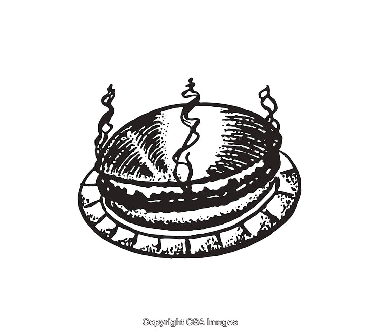 Hand-Drawn Illustration of a Decorated Cake with Swirling Candles