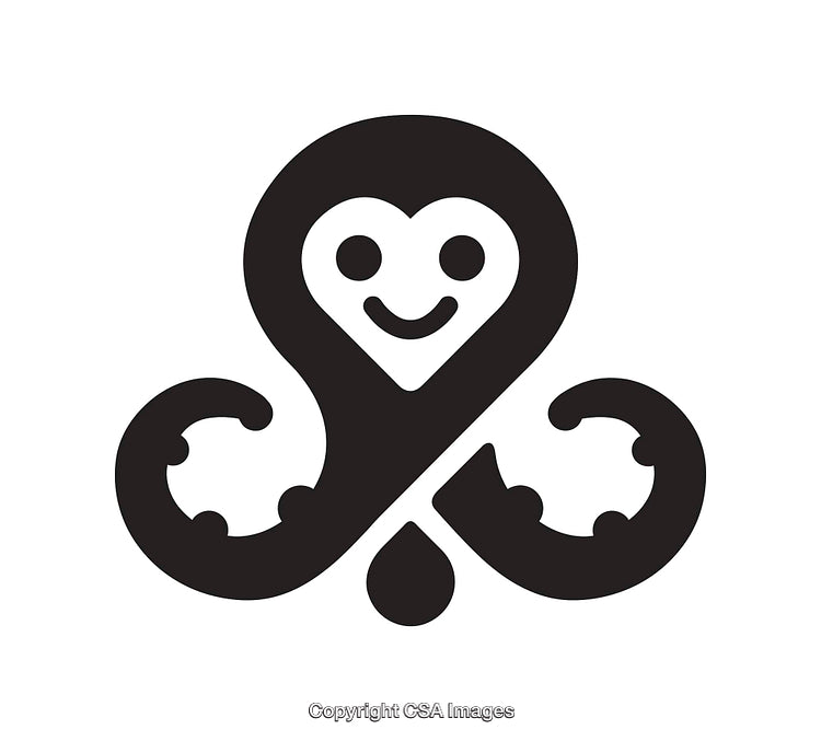 Smiling Icon With Heart in Monochrome Black and White Design