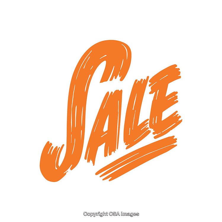 Hand-Drawn Orange Sale Text Illustration on White Background