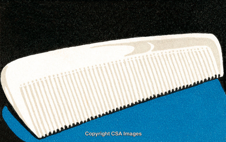 Close-Up Illustration of a Comb with Simplified Shapes and Textures