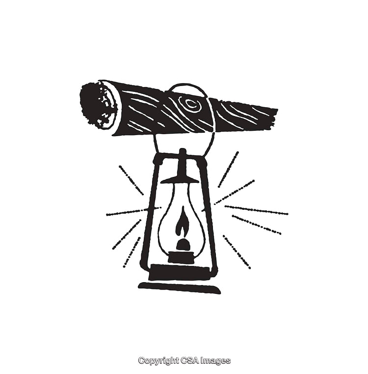 Rustic Hand-Drawn Lantern With Log and Starburst Details
