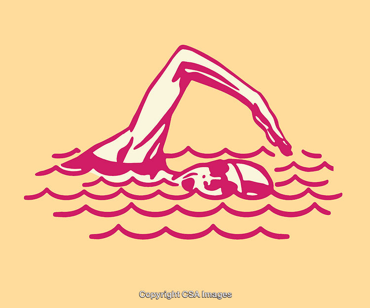 Stylized Illustration of a Swimmer Performing a Stroke in Minimalist Design