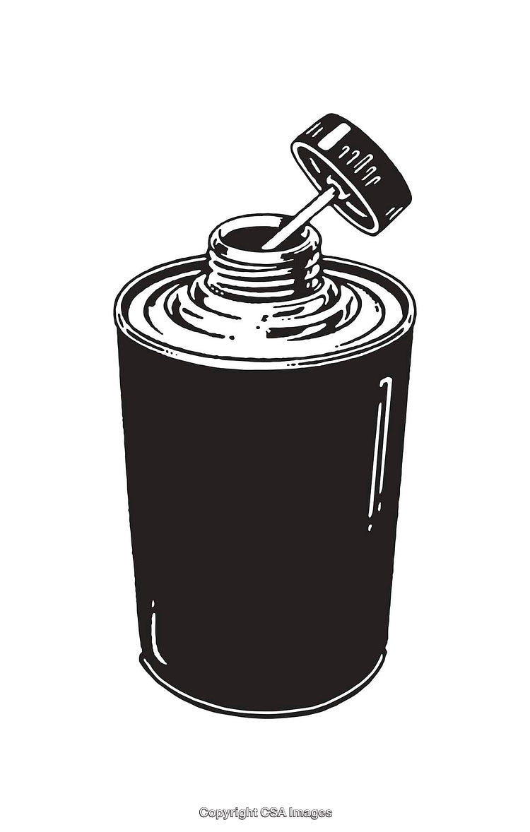 Black and White Line Art Illustration of an Open Container with Lid