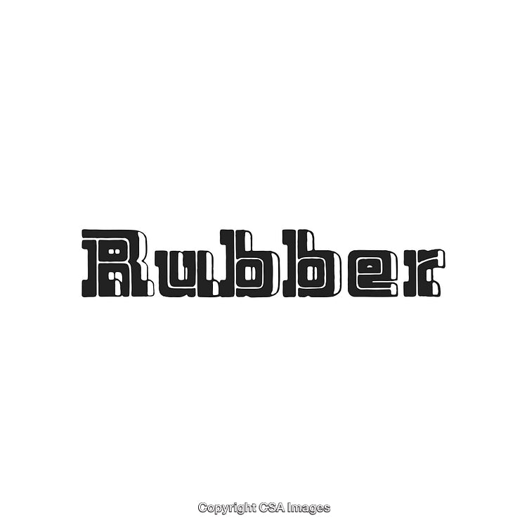 Retro Black and White Stylized Rubber Typography Design on White Background