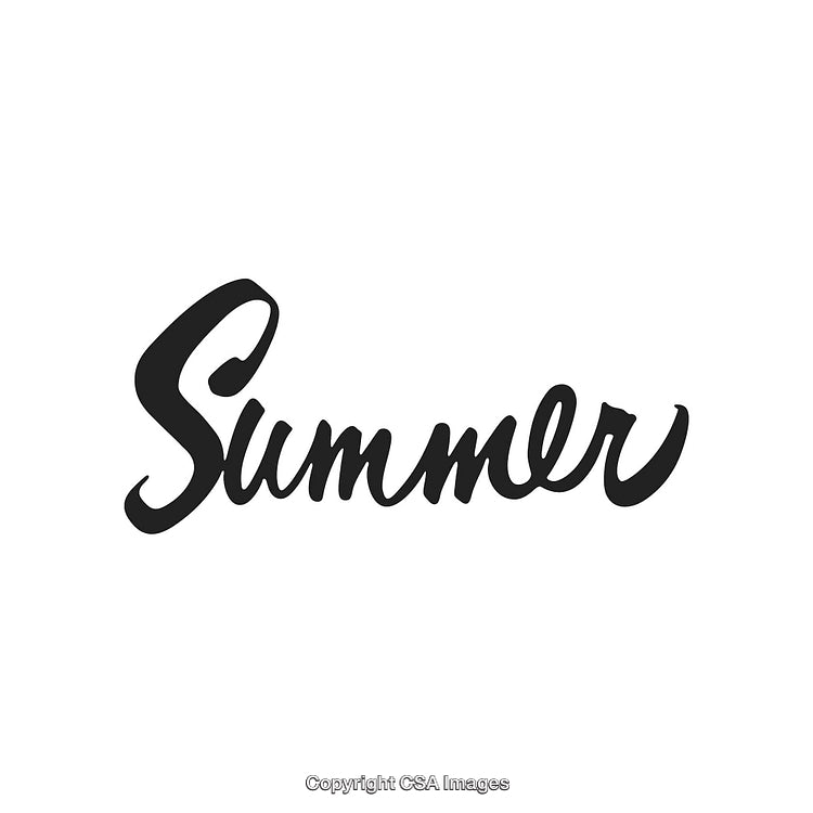 Stylish Black Hand-Drawn Summer Typography Design on White Background