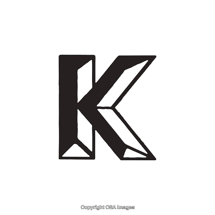 Bold Stylized Black Greek Kappa Symbol With Geometric Design on White