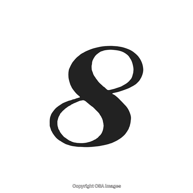 Hand-Drawn Bold Black Number Eight on White Background