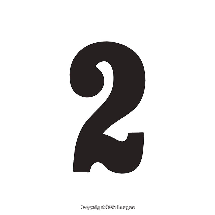 Bold Black Number Two on Clean White Background