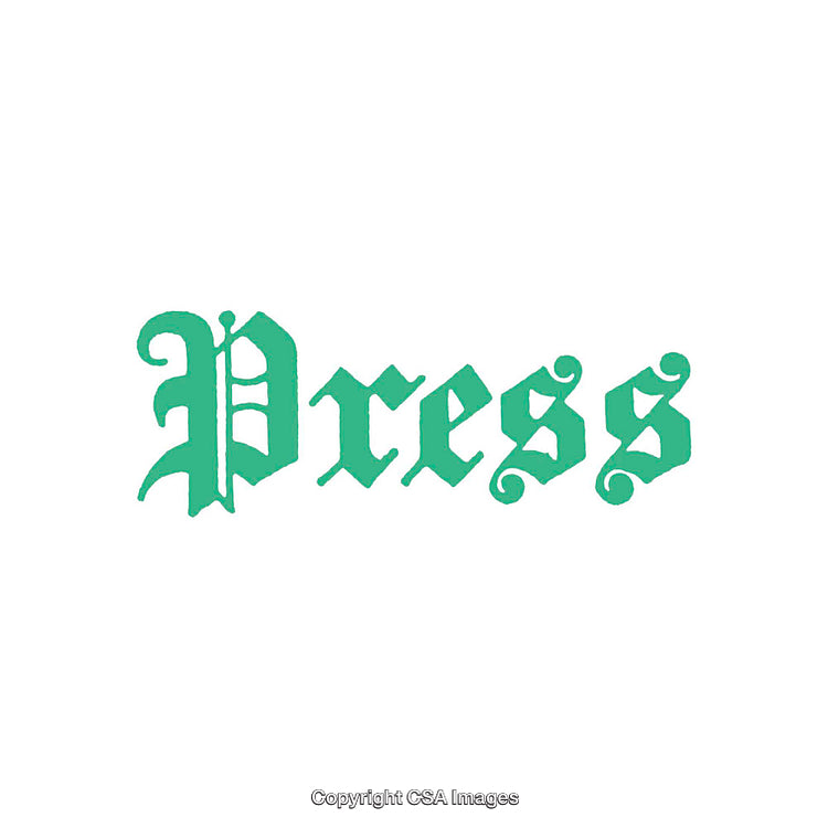 Green Vintage Press Typography on White Background