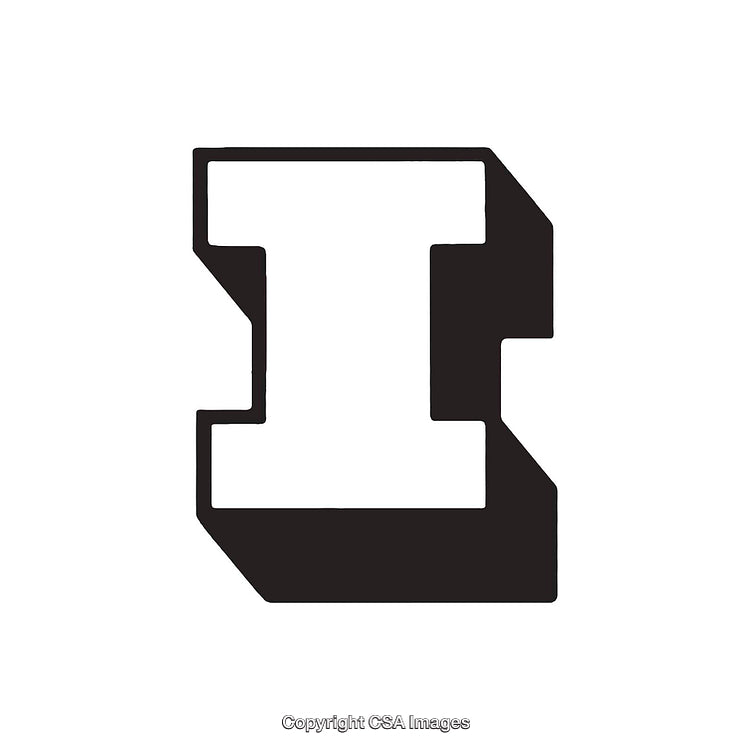 Black and White Bold Stylized Letter I Design Illustration