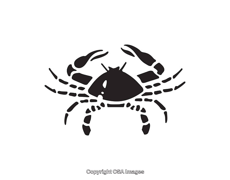 Simple Black Icon of a Crab in Minimalist Style